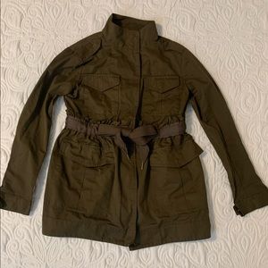 Lovely green jacket runs a bit large may fit for S instead of XS